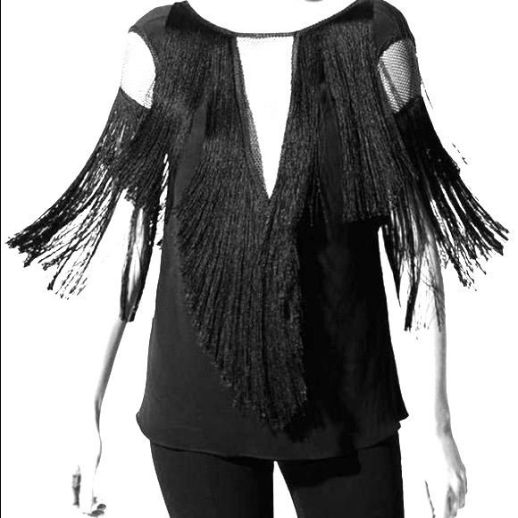 Alexis Tops - ALEXIS Demitri Fringed Top With Mesh Detail NWT
